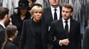 Emmanuel et Brigitte Macron arrivant à l'abbaye de Westminster pour les funérailles de la reine Elizabeth II