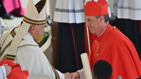 Mgr François Bustillo, 54 ans, évêque d'Ajaccio, nommé cardinal par le pape François, au Vatican, le 30 septembre 2023