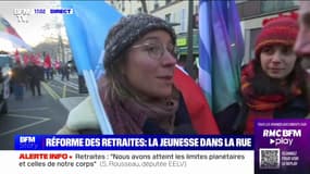 Mobilisation du 21 janvier: "Le but de notre vie, ce n'est pas de travailler et de mourir" explique cette manifestante