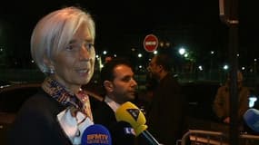 La directrice générale du FMI Christine Lagarde, mercredi 19 mars à la sortie de sa confrontation avec Stéphane Richard par les magistrats de la CJR.