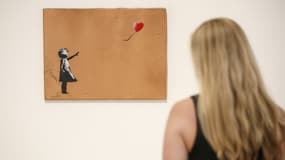 Une oeuvre de Banksy exposée - Image d'illustration