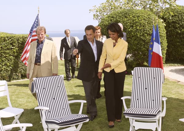 Nicolas Sarkozy et Condoleezza Rice dans la demeure varoise. 