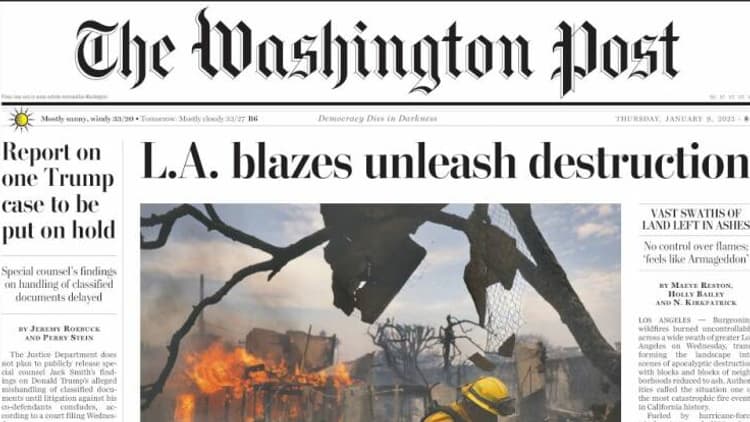La une du Washington Post le 9 janvier 2025.