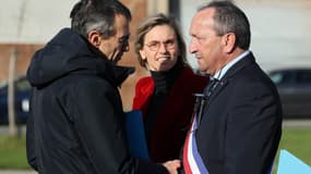 Stéphane Pinto, maire d'Ambleteuse, avec Bruno Retailleau et Agnès Pannier-Runacher, ce vendredi 29 novembre. 