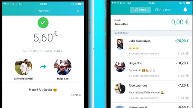 L'application permet d'effectuer un paiement immédiat à toute personne qui l'utilise aussi