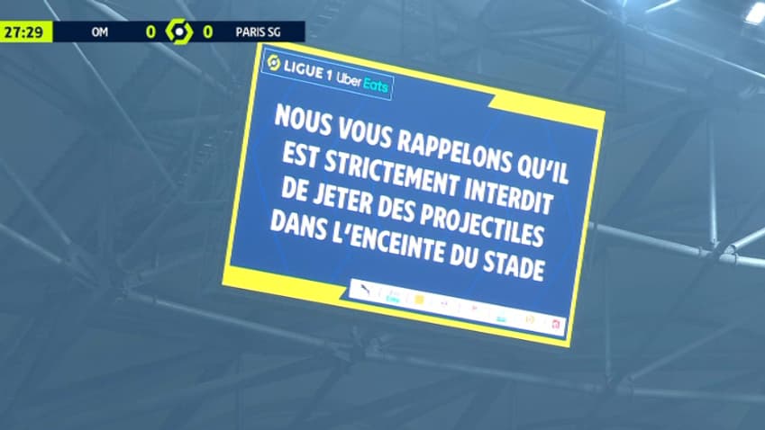 Le message au Vélodrome sur les jets de projectiles