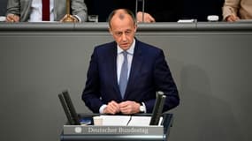 Friedrich Merz, leader des conservateurs de  l'Union chrétienne-démocrate (CDU), le 23 mars 2022 à Berlin 