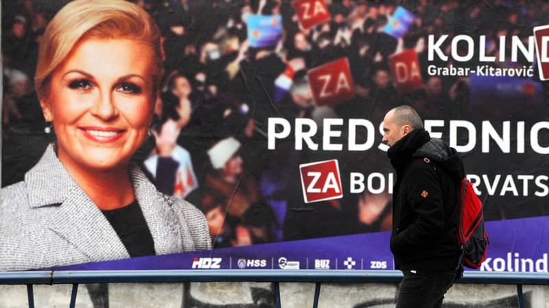 Kolinda Grabar Kitarovic, ici sur une campagne d'affiche à Zagreb, avait remporté l'élection présidentielle en janvier dernier.