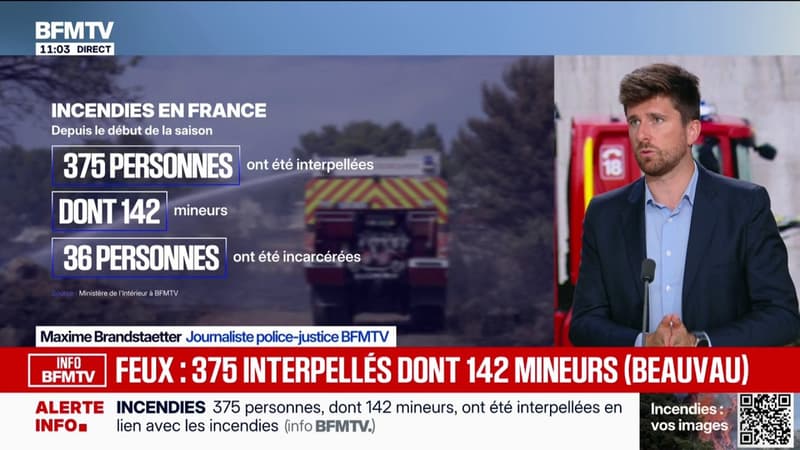 INFO BFMTV. 375 personnes, dont 142 mineurs, interpellées en lien avec les incendies
