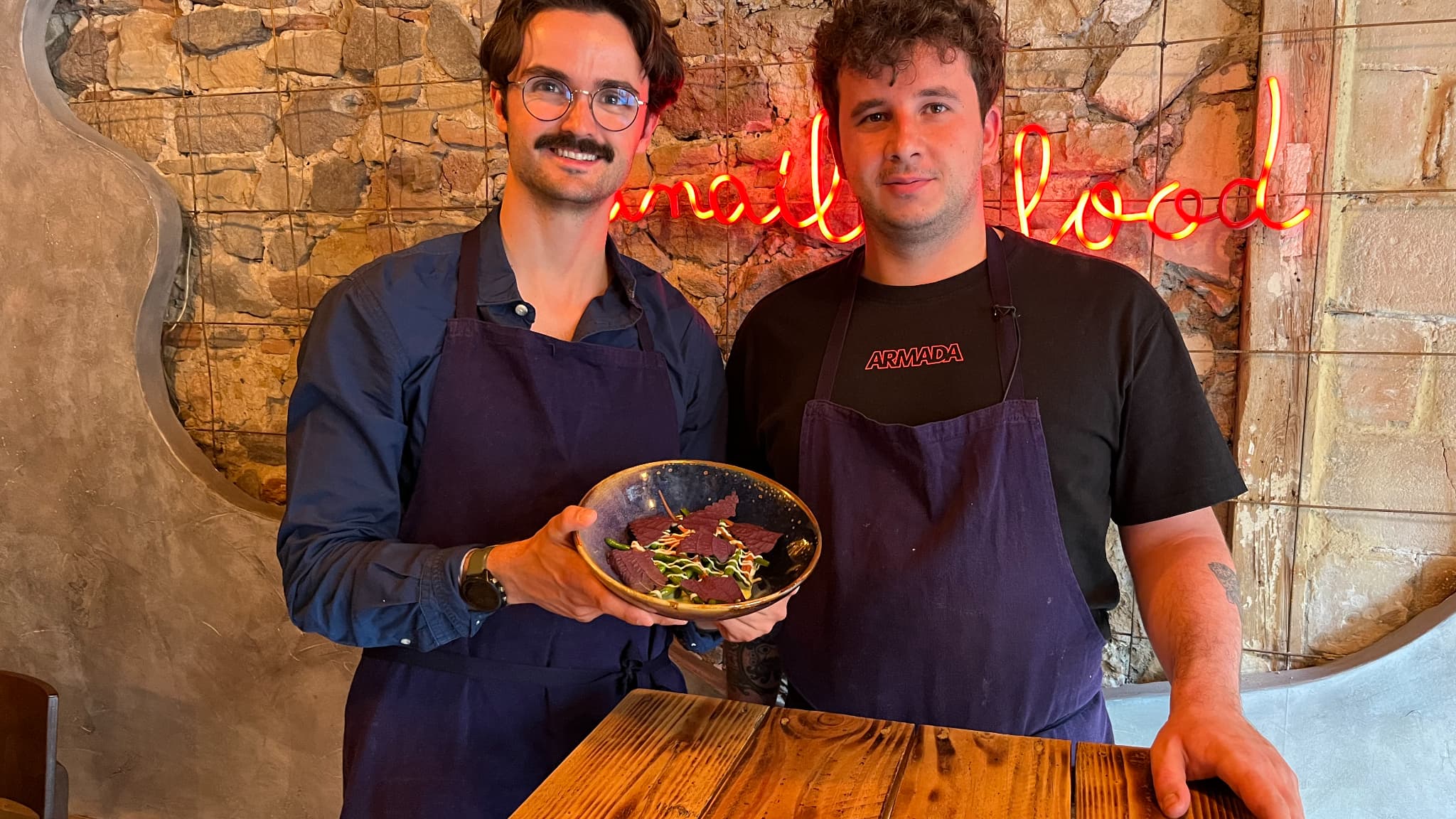 Arthur Blet et le chef du restaurant Armada, Baptiste Rivière.