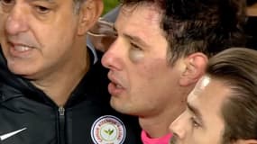 L'arbitre turc Halil Umut Meler après avoir été frappé par le président d'Ankaragücü, le 11 décembre 2023