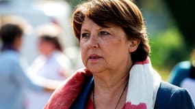 Martine Aubry lors d'un meeting du Parti socialiste à Lomme, dans le Nord, le 13 septembre 2014.