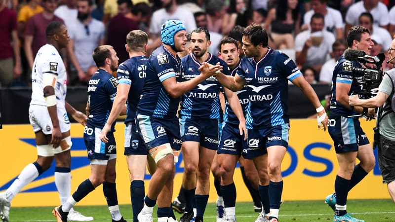 La satisfaction de Montpellier après l'essai de Rattez, le 18 juin 2022 en demi-finale de Top 14