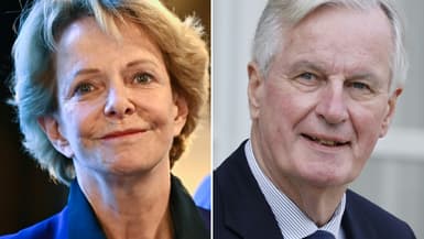 Frédérique Bredin, ancienne ministre des Sports de François Mitterand, et l'ex-Premier ministre Michel Barnier