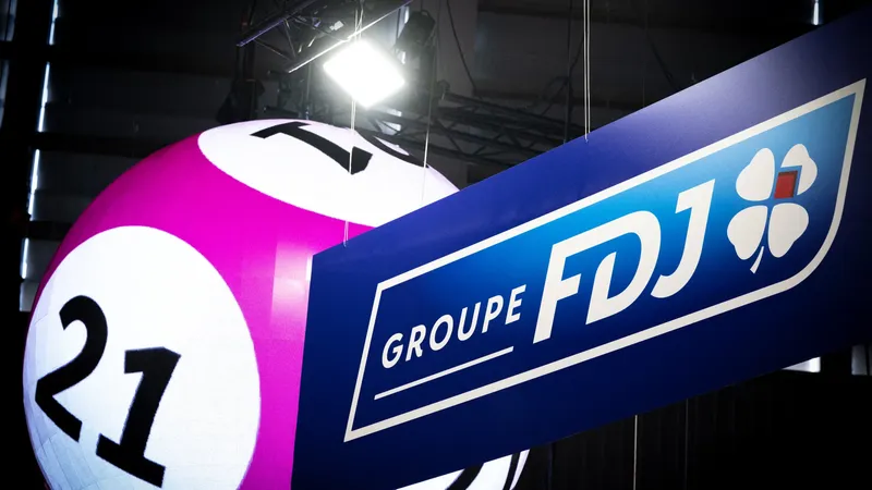 Le logo du groupe français FDJ lors du salon Vivatech au parc des expositions de la Porte de Versailles, à Paris, le 14 juin 2023 (photo d'illustration).