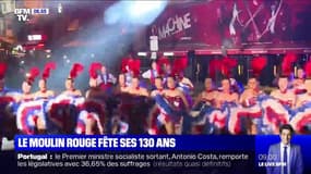 Pour les 130 ans du Moulin Rouge, 60 danseurs ont fait une démonstration de French cancan dans les rues de Paris ce dimanche