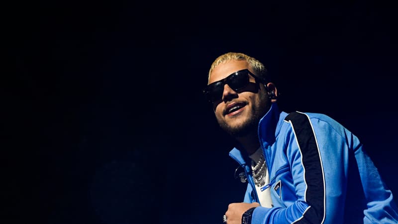 Le rappeur français Mathieu Pruski dit PLK se produit sur scène lors du festival de musique We Love Green au parc du Bois de Vincennes à Paris, le 2 juin 2023.