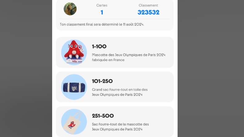 Les cadeaux à remporter sur Tiktok.