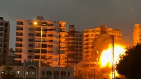Un immeuble de Beyrouth touché par un missile israélien