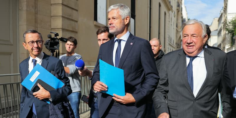 Bruno Retailleau, Laurent Wauquiez et Gérard Larcher, le 6 septembre 2024