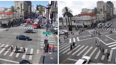 Un carrefour d'Hollywood, en Californie, a été transformé par une mesure très simple de changement de passage cloutés.