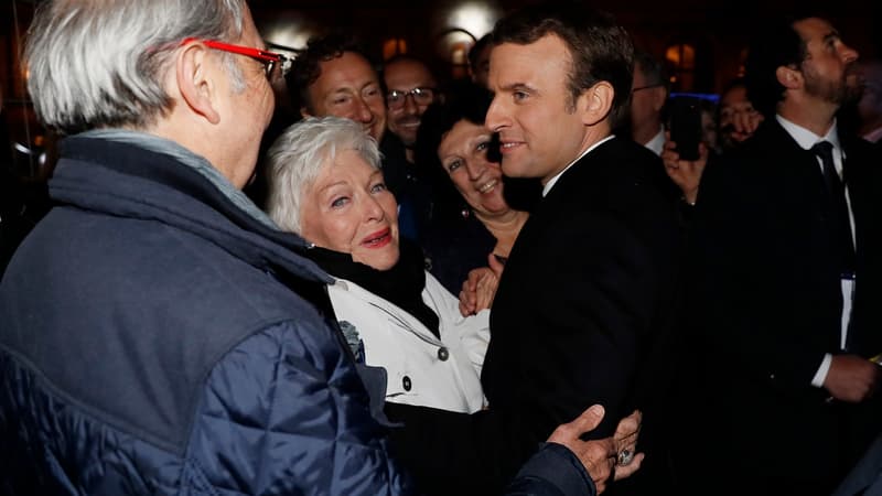 Emmanuel Macron avec Line Renaud et Stéphane Bern dimanche soir au Louvre