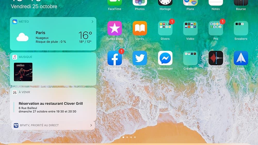 Interface de l'iPad Pro 2019
