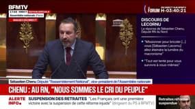 "Nous sommes le cri du peuple", déclare Sébastien Chenu, député RN, à l'Assemblée nationale