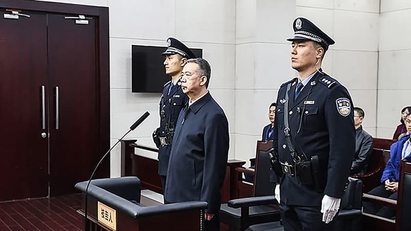 L'ex-président d'Interpol, Meng Hongwei durant son jugement, à Tianjin, en Chine, le 21 janvier 2020