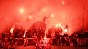 Les supporteurs de Rennes qui avaient fait le déplacement à l'Abbé-Deschamps, 3 novembre 2024