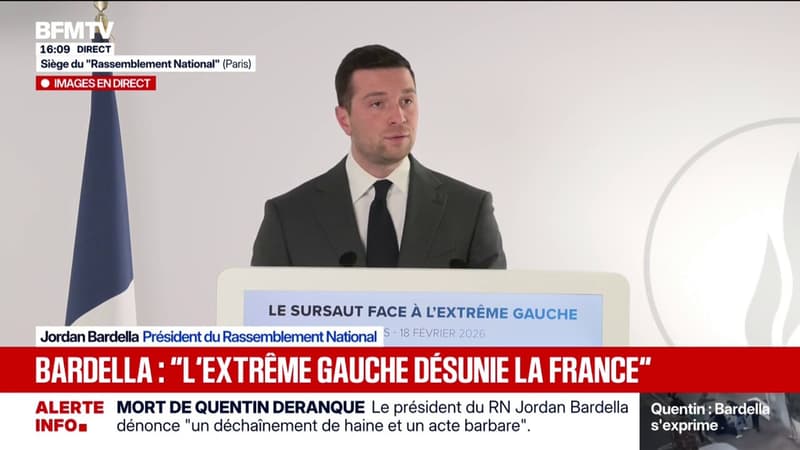 Mort de Quentin à Lyon: l'extrême gauche "n'hésite plus à désunir la société française", affirme Jordan Bardella