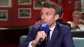 Emmanuel Macron le 11 avril 2022 à Carvin sur BFMTV