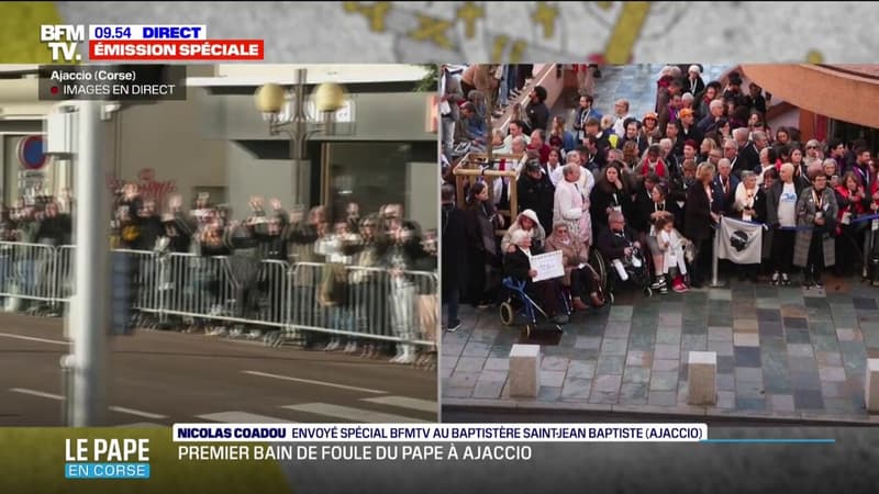 Corse: une foule importante attend le pape François devant le baptistère St Jean