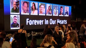 Une soirée en hommage aux victimes de l'attaque du festival Nova le 7 octobre 2023, à Tel Aviv le 6 octobre 2024
