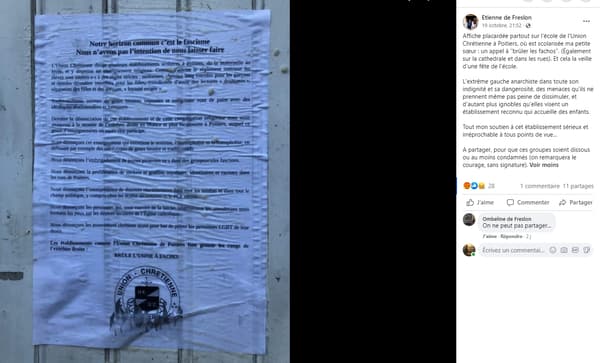 Un parent d'élève a publié l'affiche collée sur les portes de l'Union chrétienne.