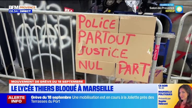 Mouvement de grève du 18 septembre. Le lycée Thiers bloqué à Marseille