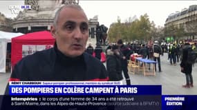 Des pompiers installent un campement place de la République à Paris pour dénoncer leurs conditions de travail
