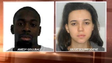 Les photos figurants sur l'avis de recherche émis par la préfecture de Police de Paris, vendredi. A gauche, Amedy Coulibaly et à droite, sa compagne, Hayat Boumeddiene.