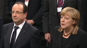 Le président français François Hollande et la chancelière allemande Angela Merkel.