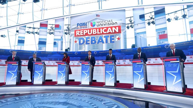 Les participants au deuxième débat des Républicains, le 28 septembre 2023 