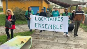 Manifestation de locataires du quartier prioritaire de Haute Roche à Pierre-Bénite