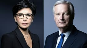 La ministre de la Culture Rachida Dati le 25 novembre 2019, et l'ex-Premier ministre Michel Barnier le 11 mai 2021 