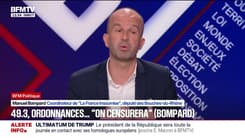Budget: Manuel Bompard assure que "la France insoumise déposera une motion de censure" en cas de 49.3 ou d'ordonnances