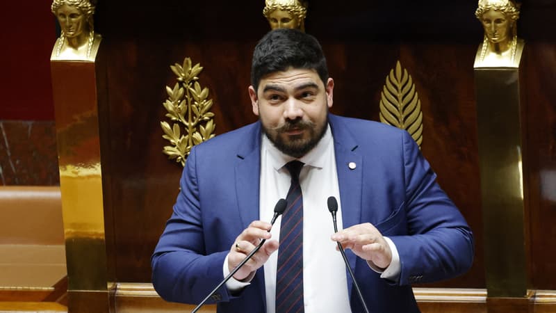 Le député Guillaume Kasbarian lors de la première lecture du projet de loi sur le nucléaire à l'Assemblée nationale, à Paris, le 13 mars 2023.