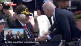 Joe Biden et Emmanuel Macron saluent des vétérans sous l'Arc de Triomphe 