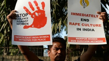 Manifestation contre les violences faites aux femmes, le 21 février 2017 à New Delhi en Inde