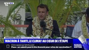 Emmanuel Macron aux Tuamotu: "Le destin commun du Pacifique (...) c'est de faire face au dérèglement climatique"