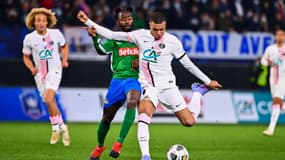 Mbappé lors du match du PSG contre l'Entente Feignies-Aulnoye (N3) en Coupe de France