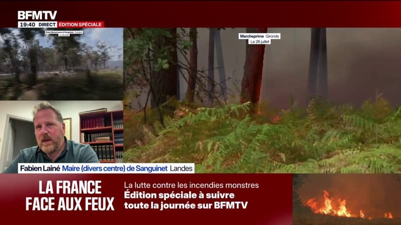 Incendie: "On n'est pas en mesure de réintégrer les habitants de la commune" qui ont évacué, explique Fabien Lainé, maire de Sanguinet