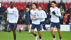 Zaire-Emery à l'échauffement avant PSG-Bayern, à Paris le 14 février 2023